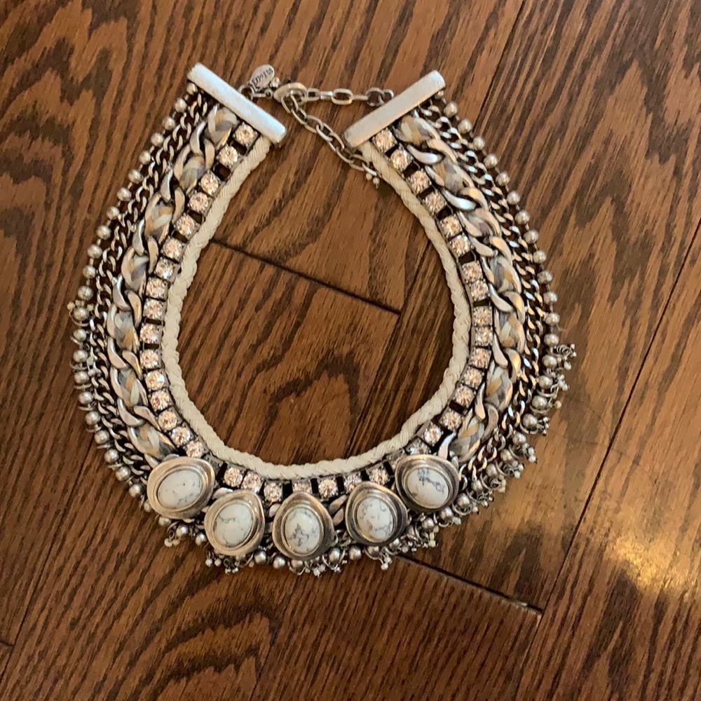 Express Silver and white statement necklace